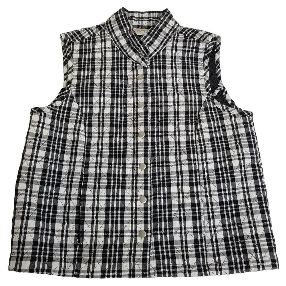 Baxter & Wells Black Silver Quilted Light Weight Vest Excellent Size M